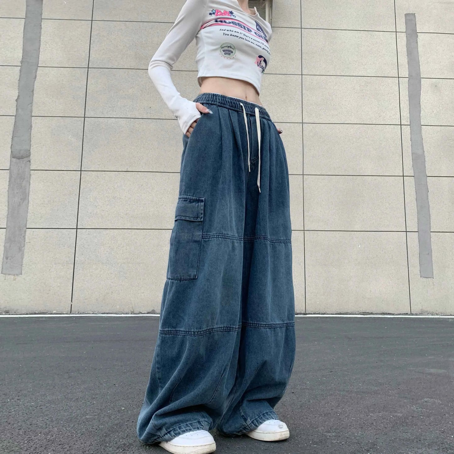Y2K Effortless Wide Leg Cargo Jeans