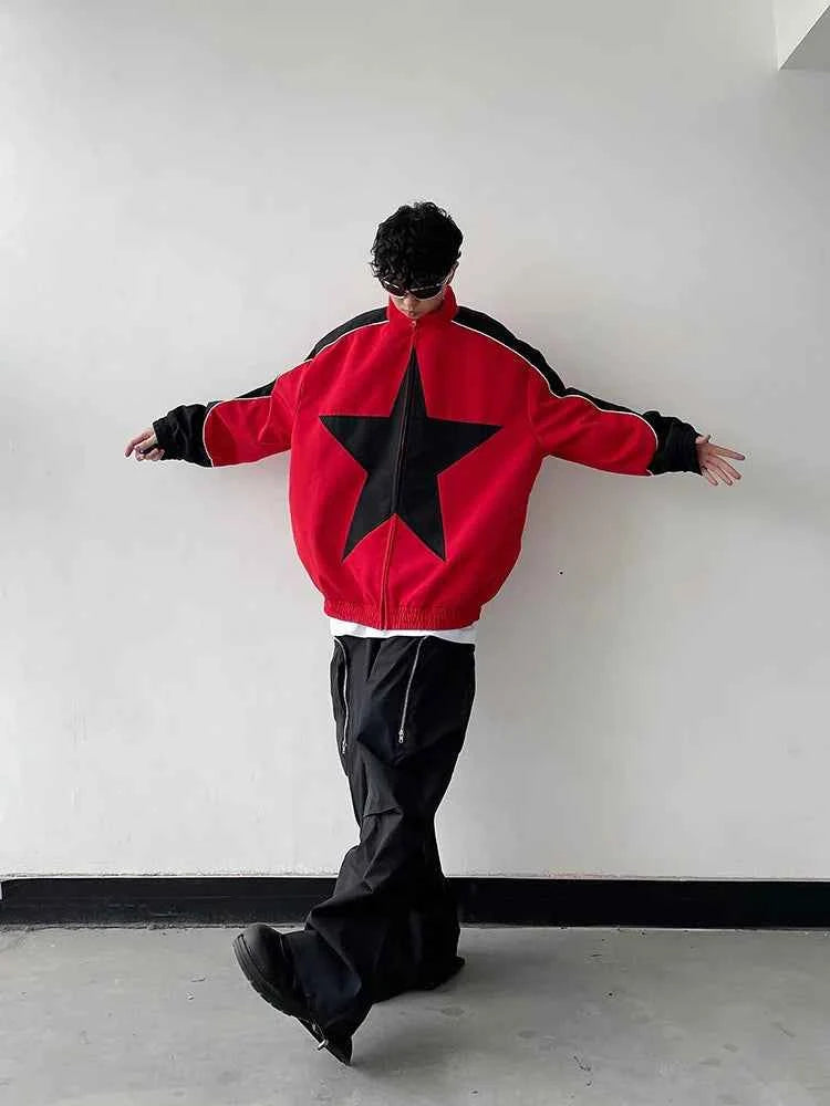 Retro Patchwork Star Varsity Jacket