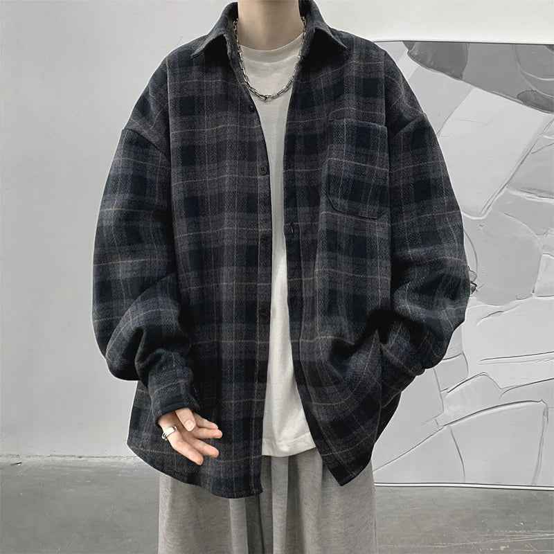 Men's Streetwear Luxury Plaid Long Sleeve Casual Shirt