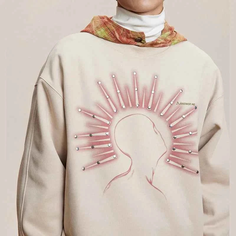 Y2K Autumn Streetwear Rivet Print Sweatshirt