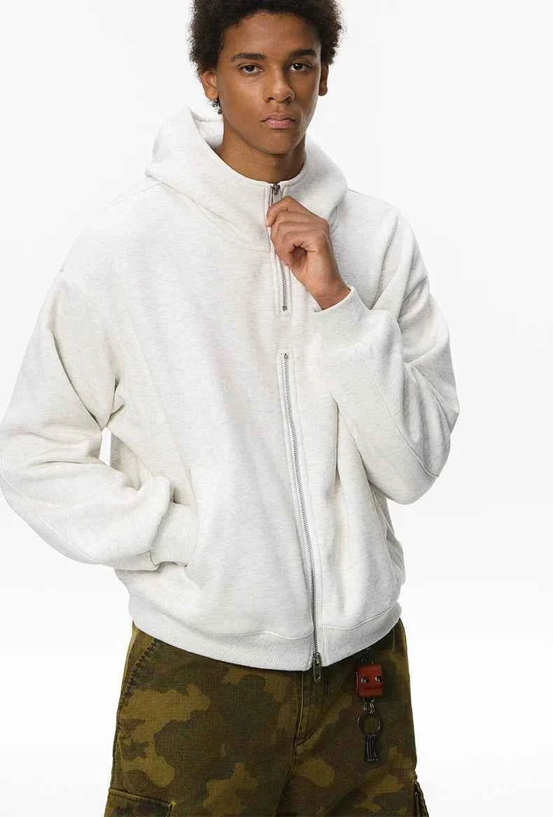 Warm Double Zip Hip Hop Hooded Sweatshirt