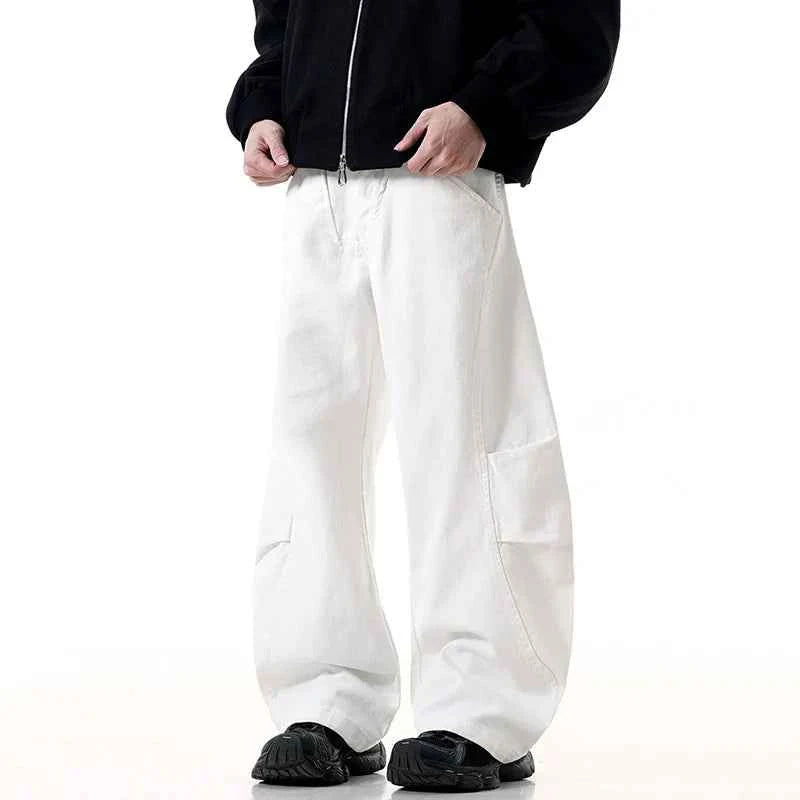 American Pleated Design Wide Leg Denim Jeans