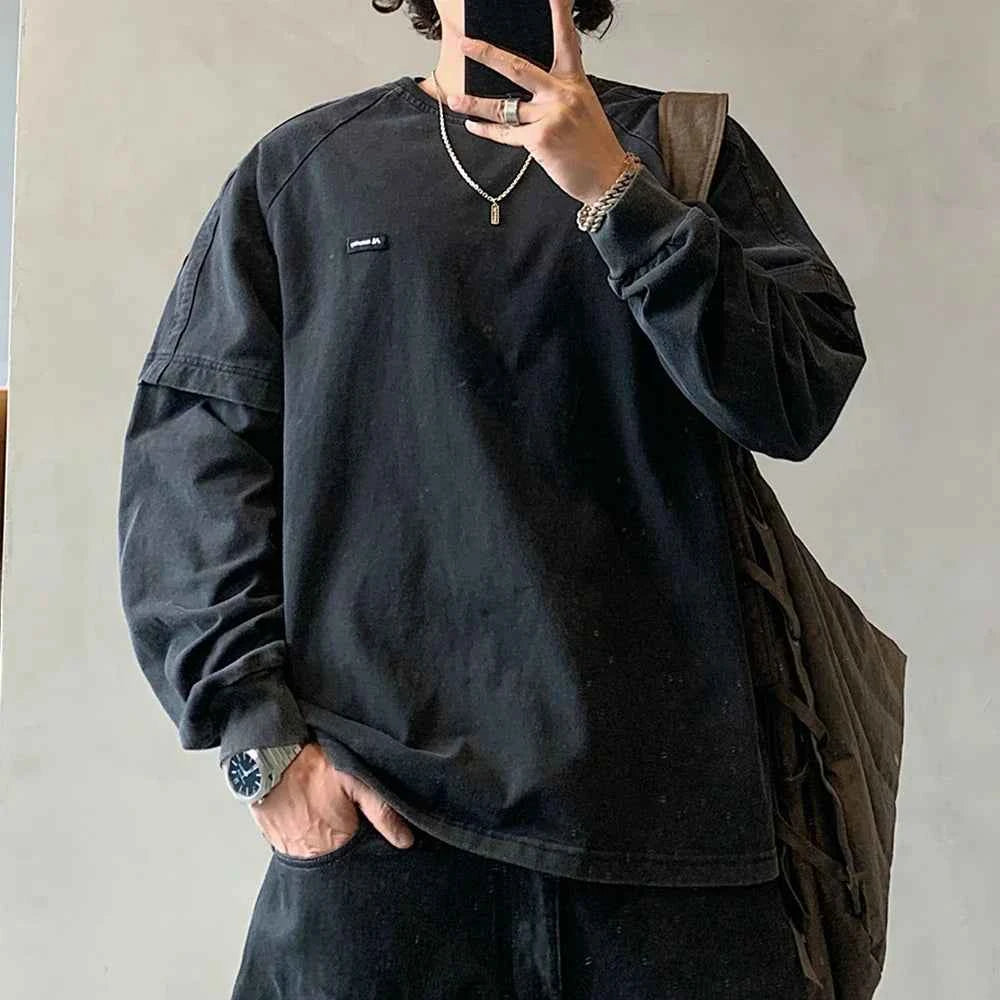 Trendy Oversized Distressed Washed Sweatshirt