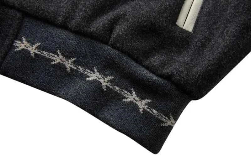 Embroidered Woolen Splice Hip Hop Varsity Jacket