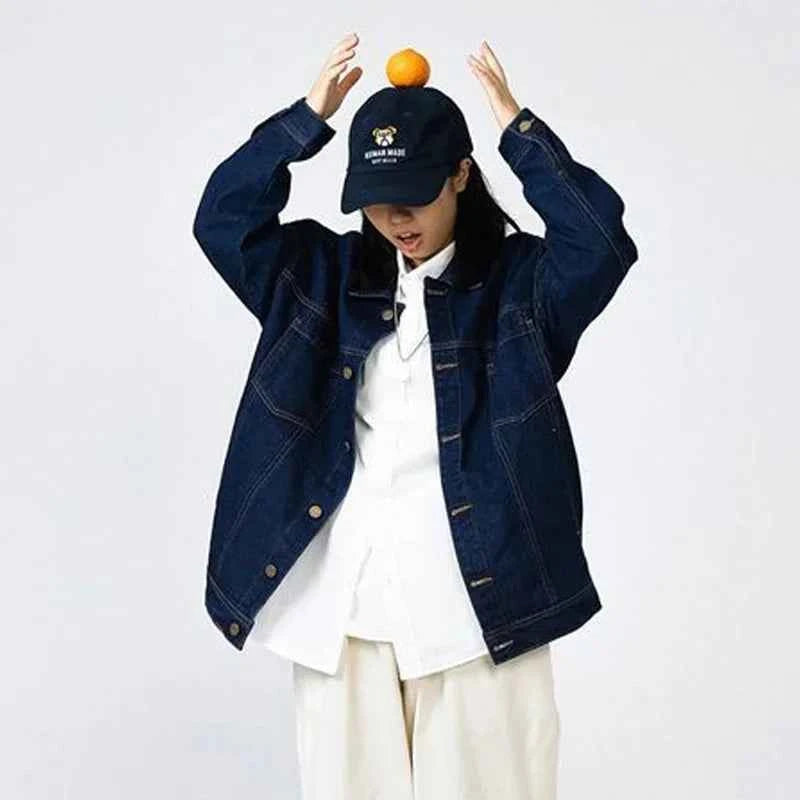 Autumn Japanese Style Loose Workwear Denim Jacket