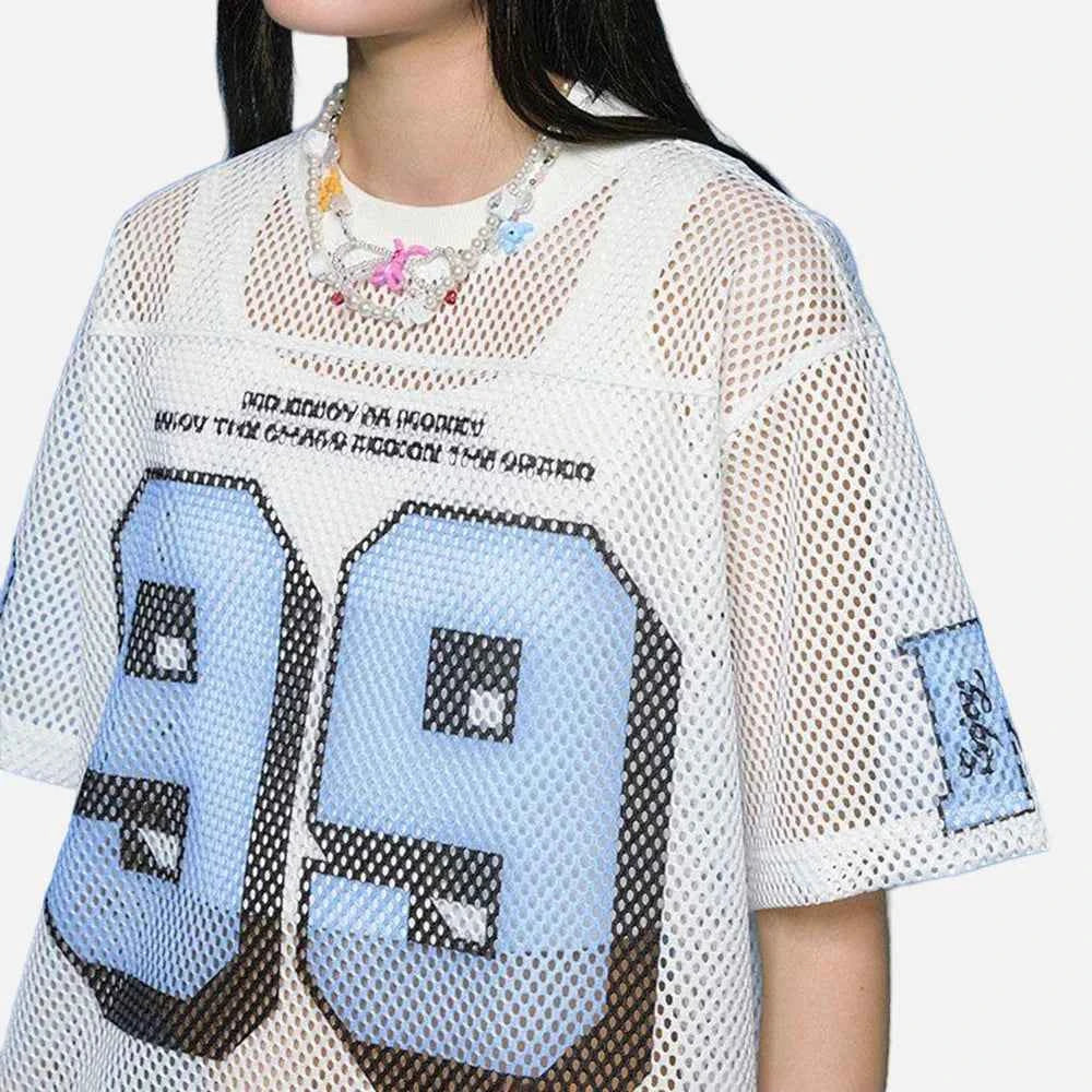 Breathable American Mesh Letter Sports T-Shirt