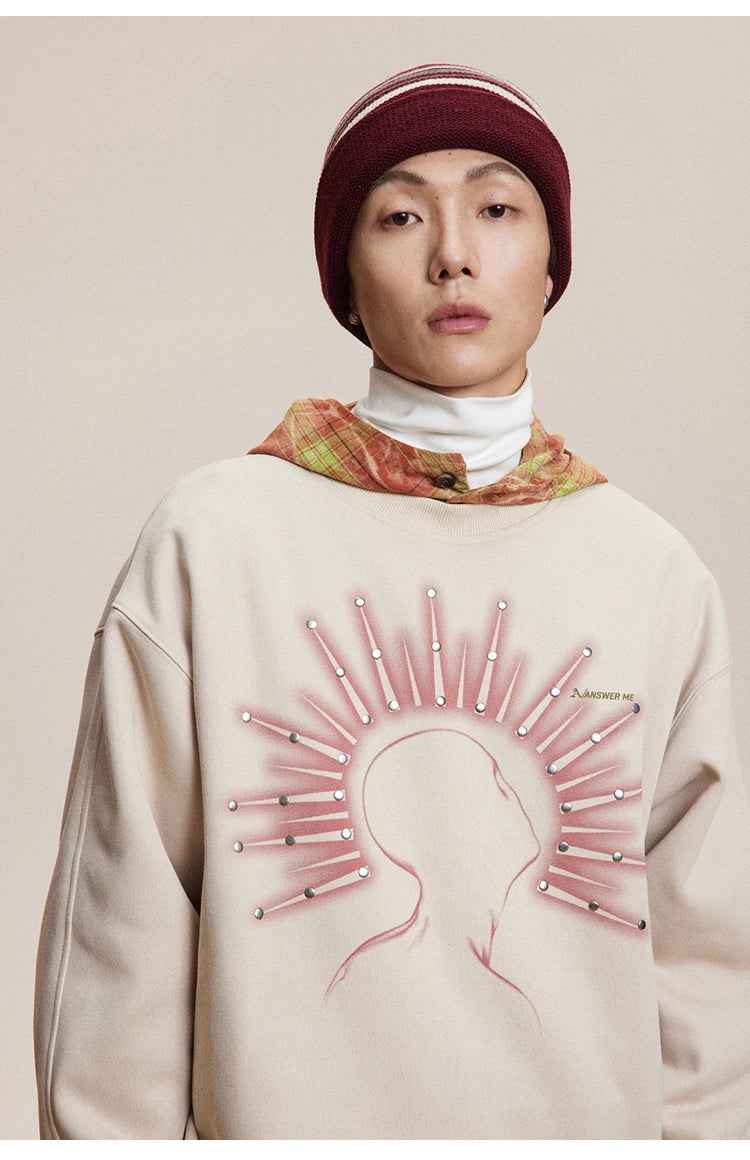 Y2K Autumn Streetwear Rivet Print Sweatshirt