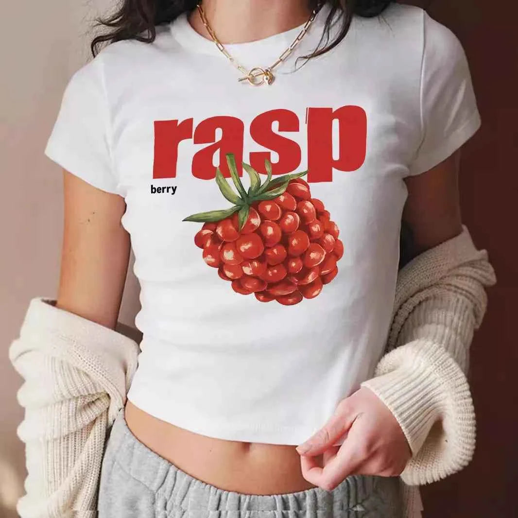 Fruit Print Slim Fit Retro T-Shirt
