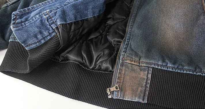 Durable Rustic Dyed Loose Zipper Denim Jacket