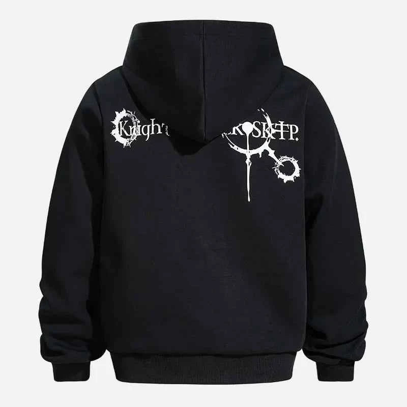 Long-lasting Gothic Printed Loose Hooded Sweatshirt
