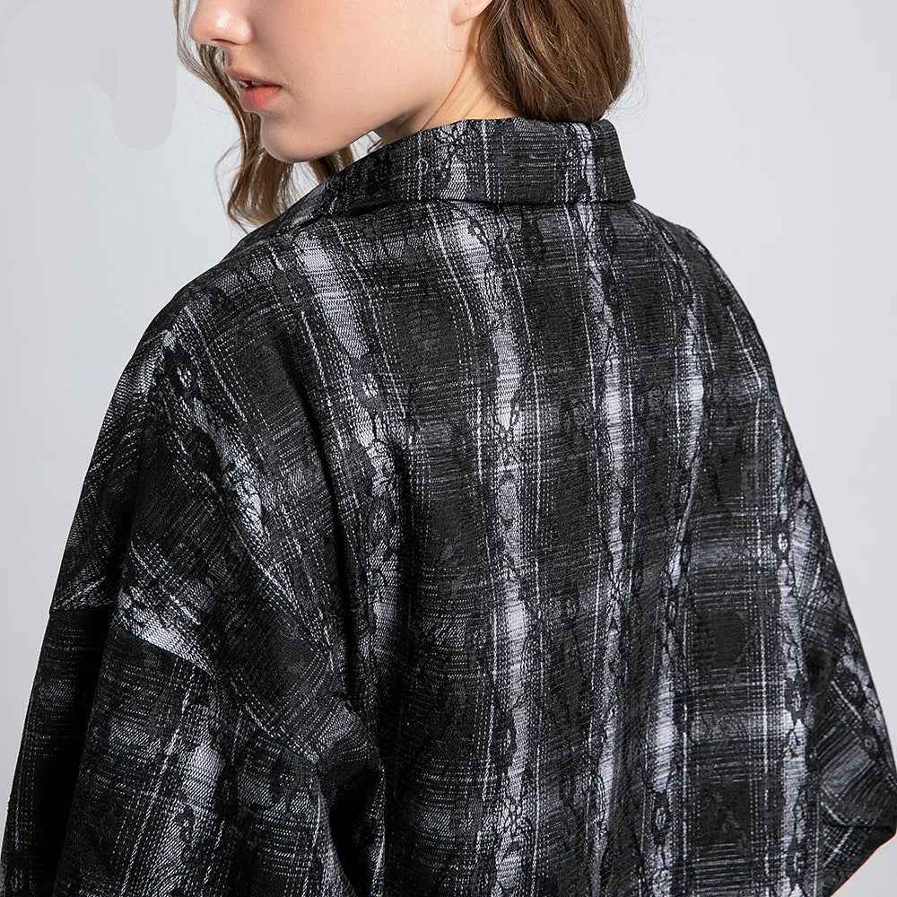 Women Retro Plaid Overshirt Long Sleeve Shirt