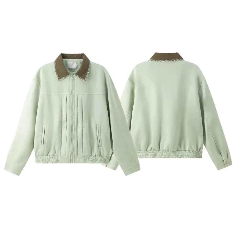 High Quality Green Lapel Aviator Jacket