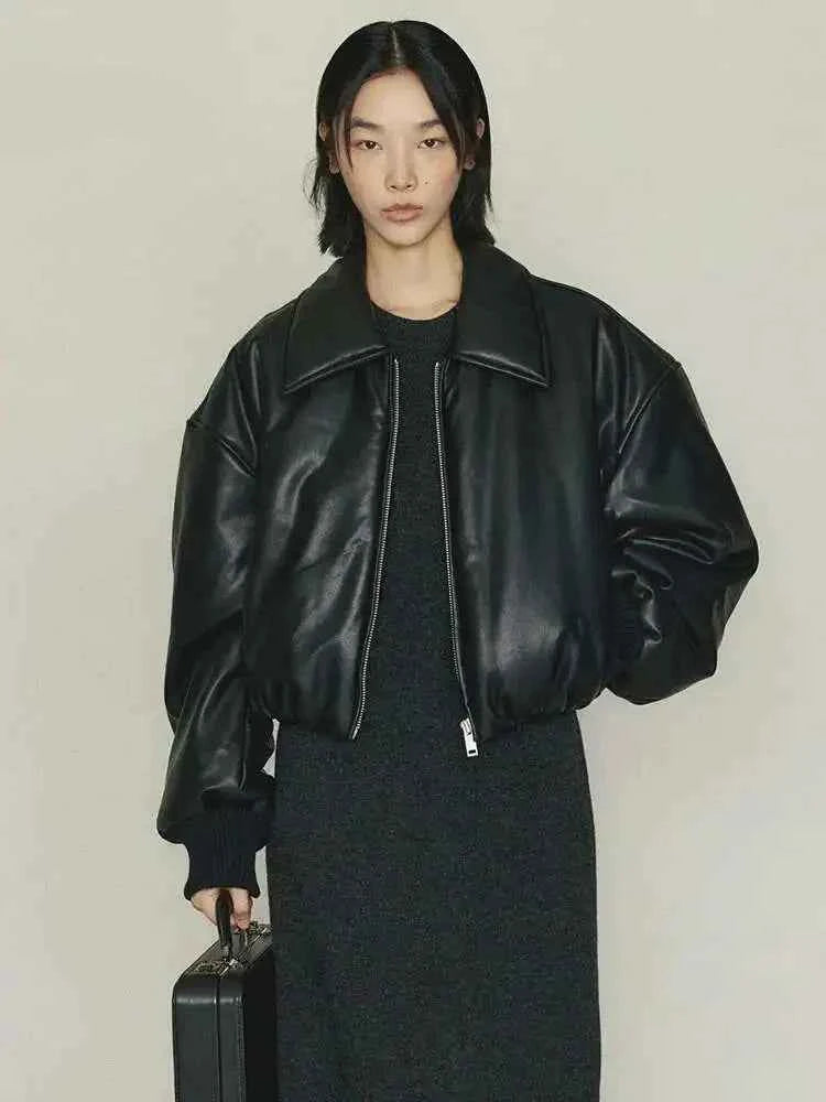 Thicken Warm Short Cotton Leather Jacket