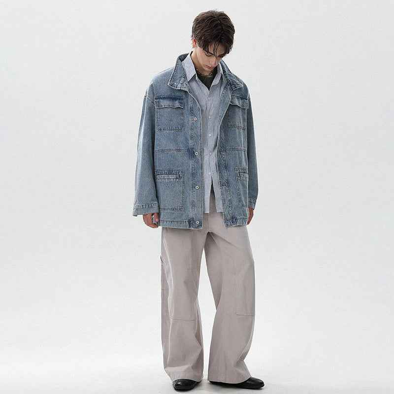Y2K Flattering Style Loose Cargo Denim Jacket