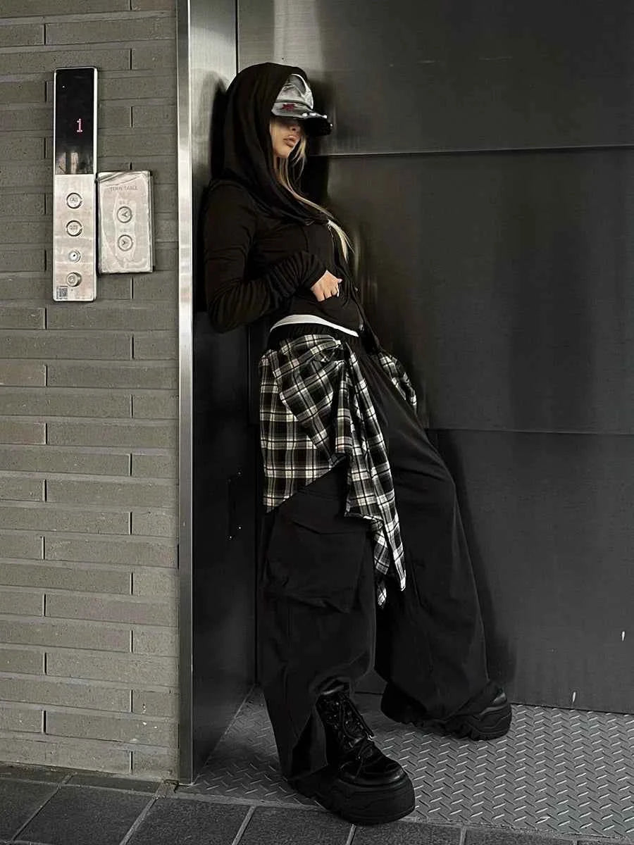 Streetwear Plaid Coverups Jazz Skater Cargo Pants