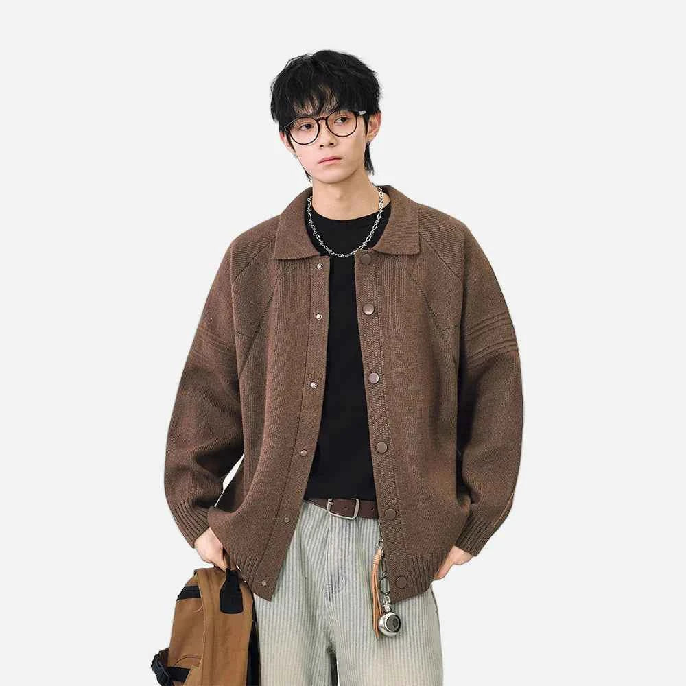 Versatile Solid Color Button Front Knitted Cardigan