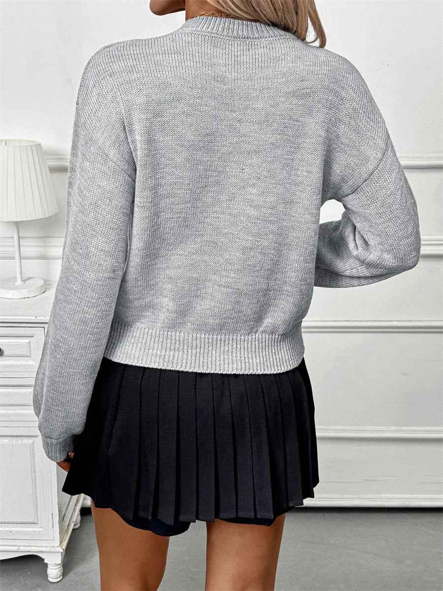 Y2K Solid Color Round Neck Sweater