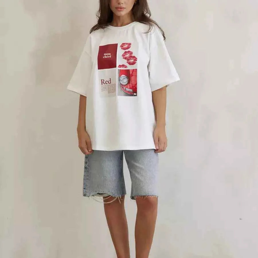 Y2K Women Retro European Style Design T-Shirt