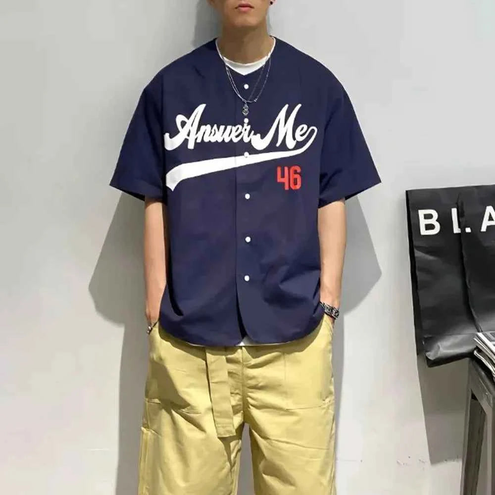 Retro American Style Letters Print Casual Shirt
