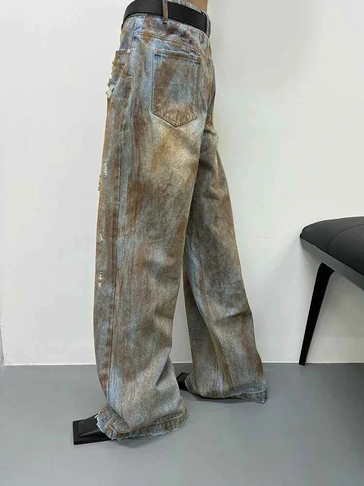 Blue Tie Dye Aesthetic Baggy Jeans