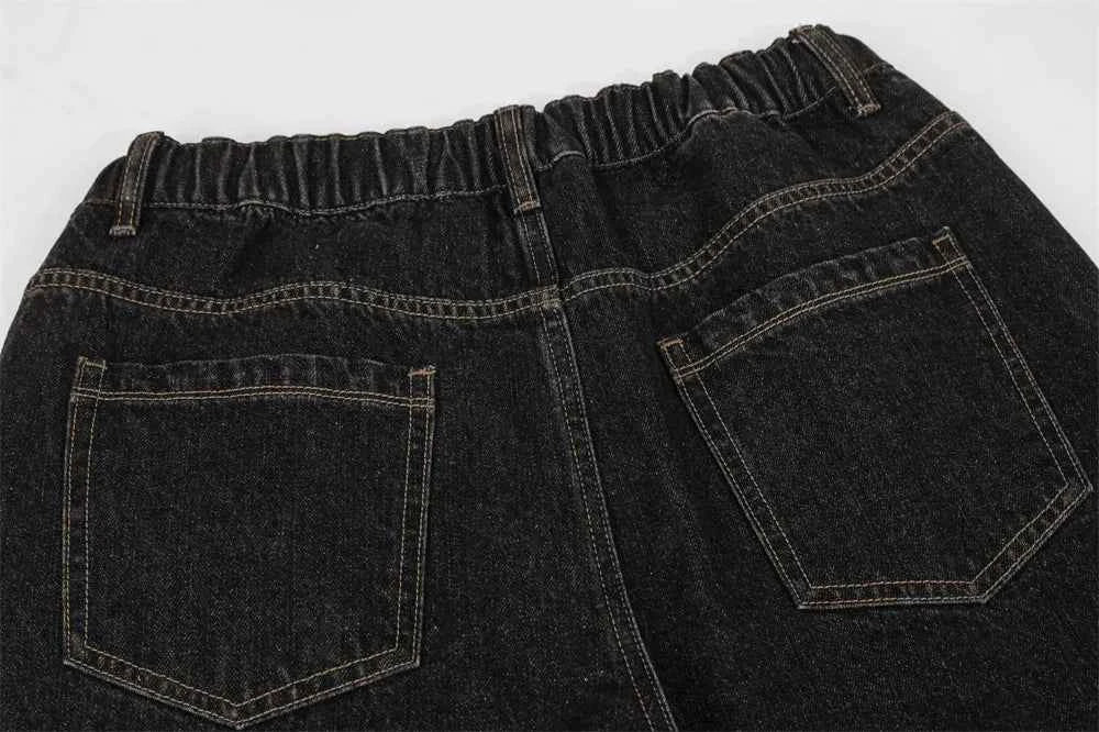 Gothing Dark Wash Patchwork Wide Leg Jeans