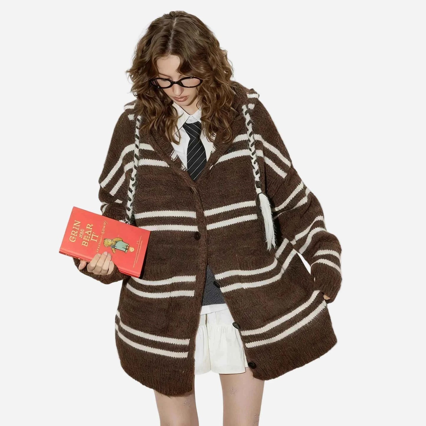 Cozy Striped Color Block Knit Cardigan