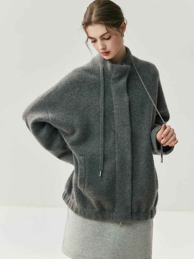 Lightweight Mock Neck Thick Zipper Cardigan