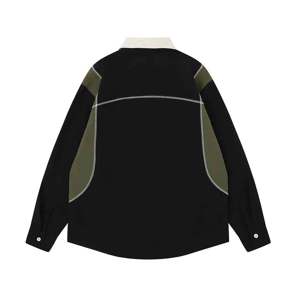 Casual Letter Embroidery Patchwork Long Sleeve Shirt