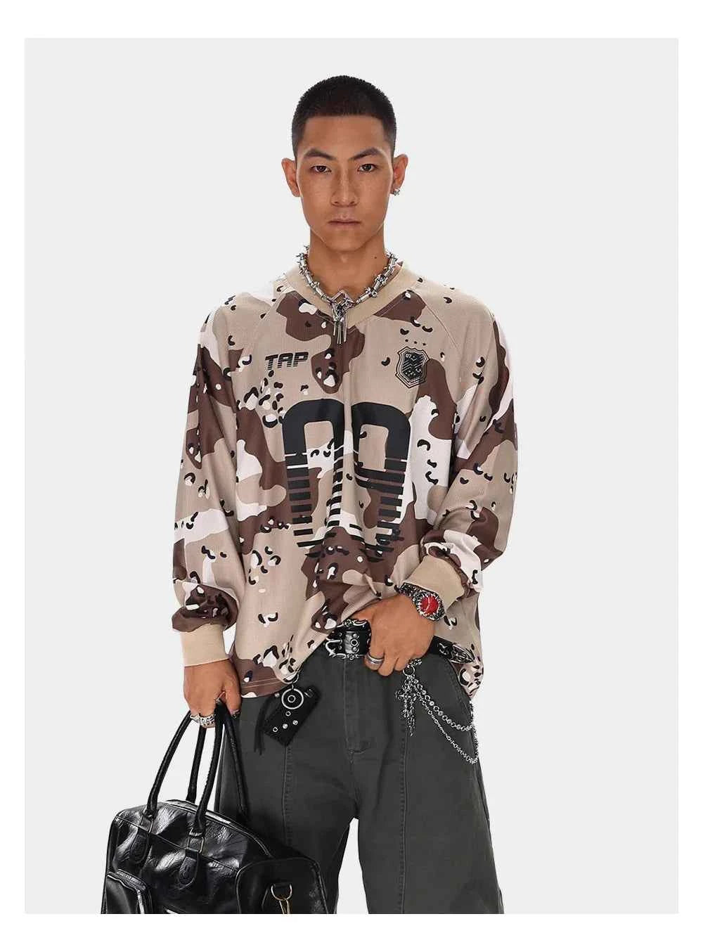 Camouflage Waffle Texture Long Sleeve T-Shirt
