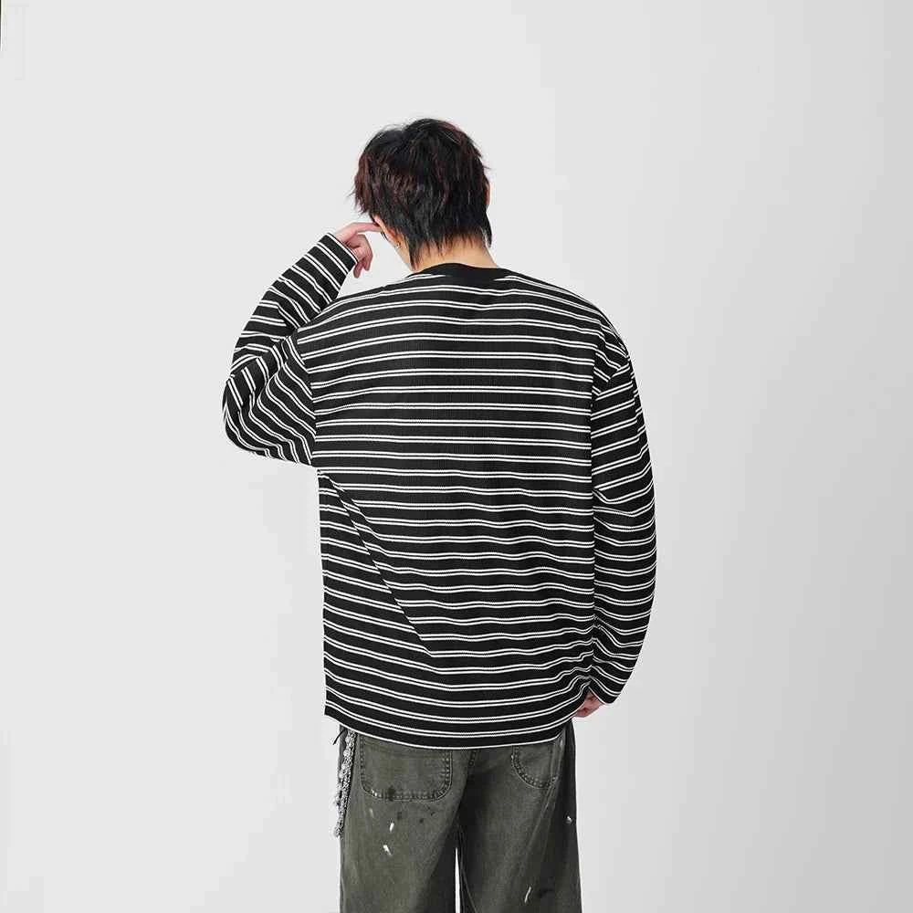 Striped Casual Long Sleeve V-Neck T-Shirt