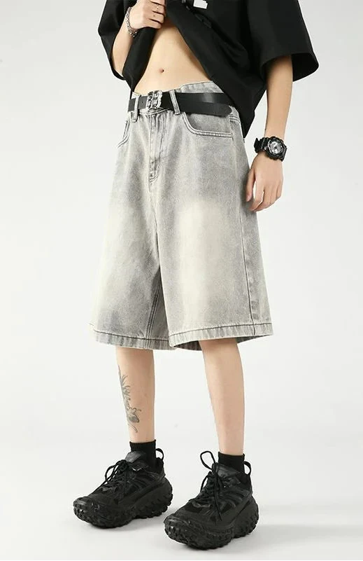 Streetwear Loose Straight Leg Denim Short - Luxuryurbanwear