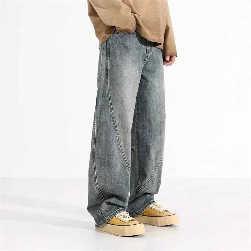 Men's Cool Vintage Straight Wide Leg Denim Jeans