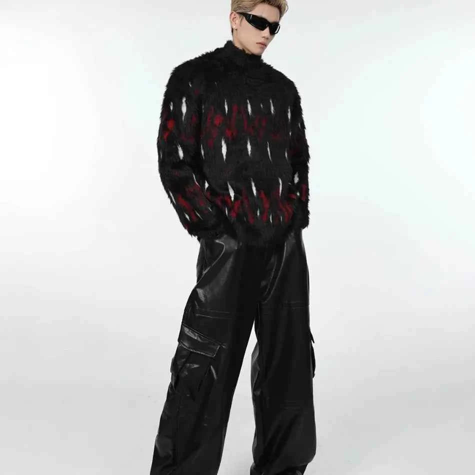 Aura Color Blocked Stand Collar Sweater