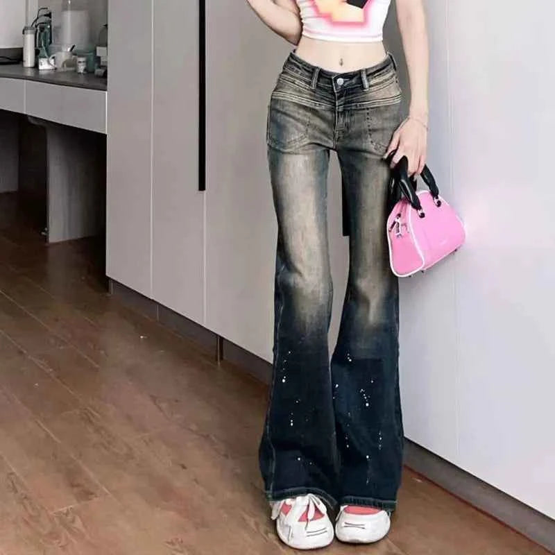 Spicy Girl Style Low Waisted Straight Jeans