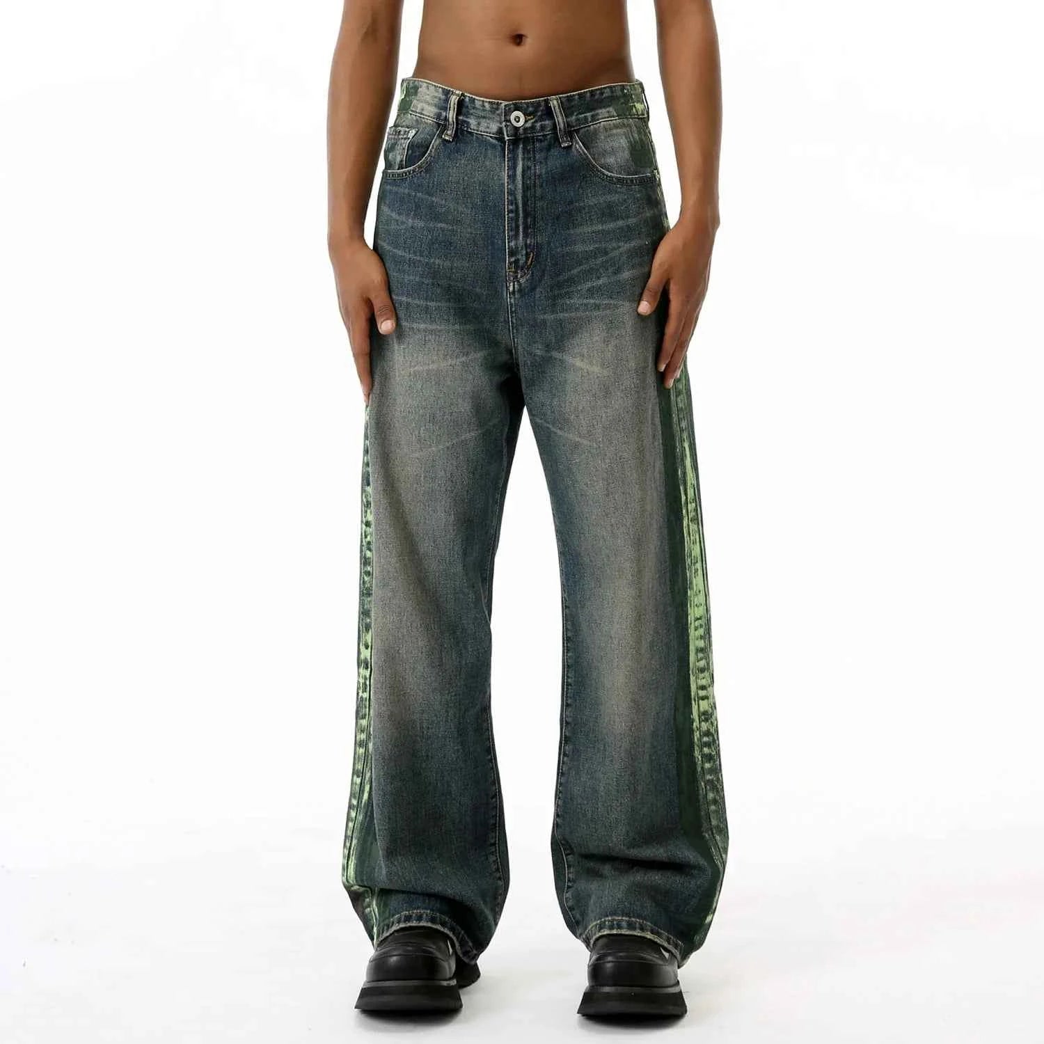 Retro Streetwear Striped Baggy Hip Hop Jeans