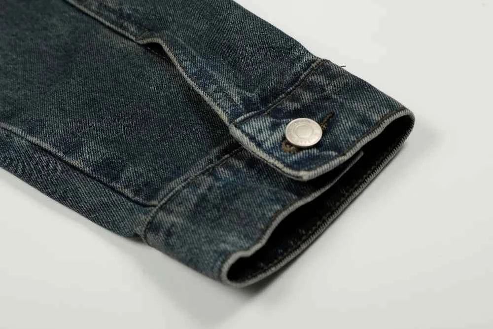 Y2K Distressed Single Breasted Washed Denim Jacket