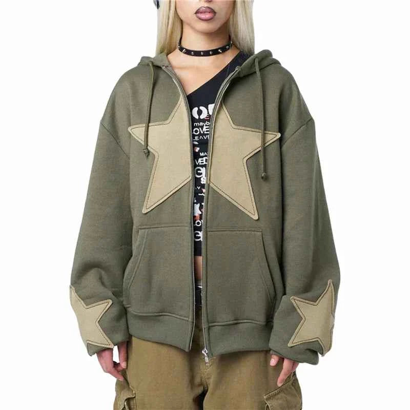 Star Print Gothic Aesthetic Long Sweatshirt