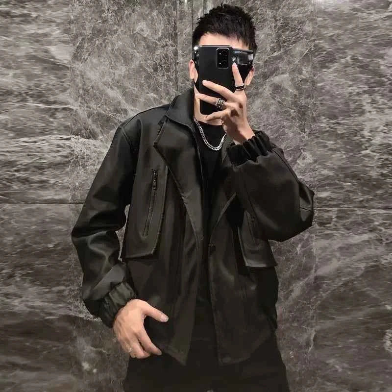 Solid Color Autumn Flight Leather Jacket