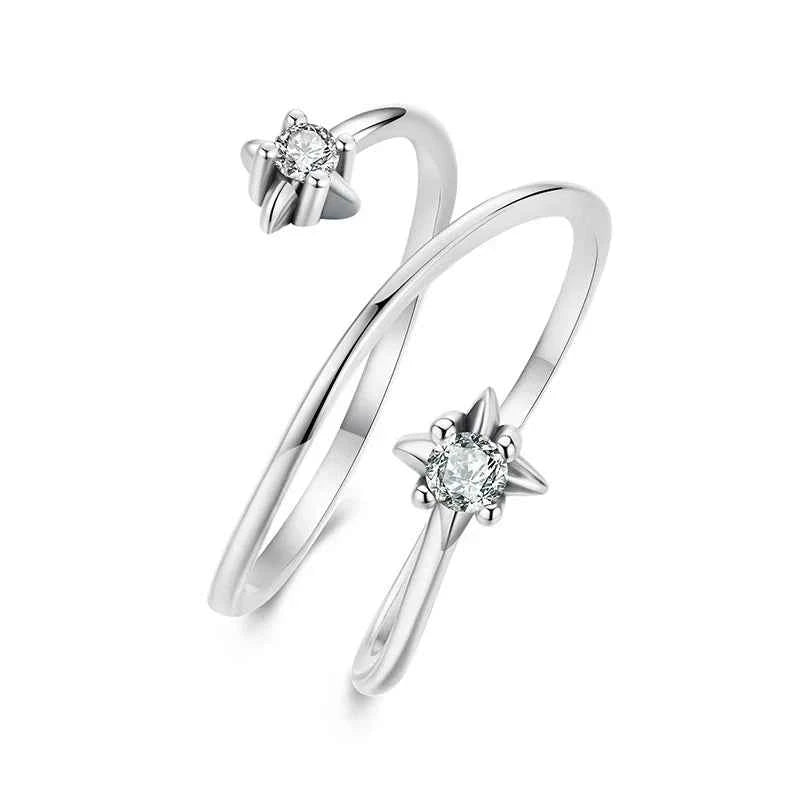 Minimalist Adjustable Sterling Silver Star Ring