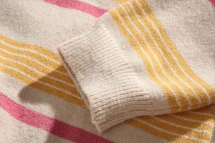 Colorblock Striped College Style Knit Sweater