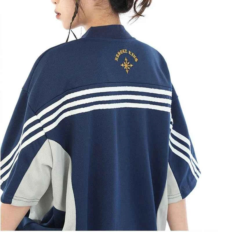 Oversize Embroidered American Style Letter T-Shirt