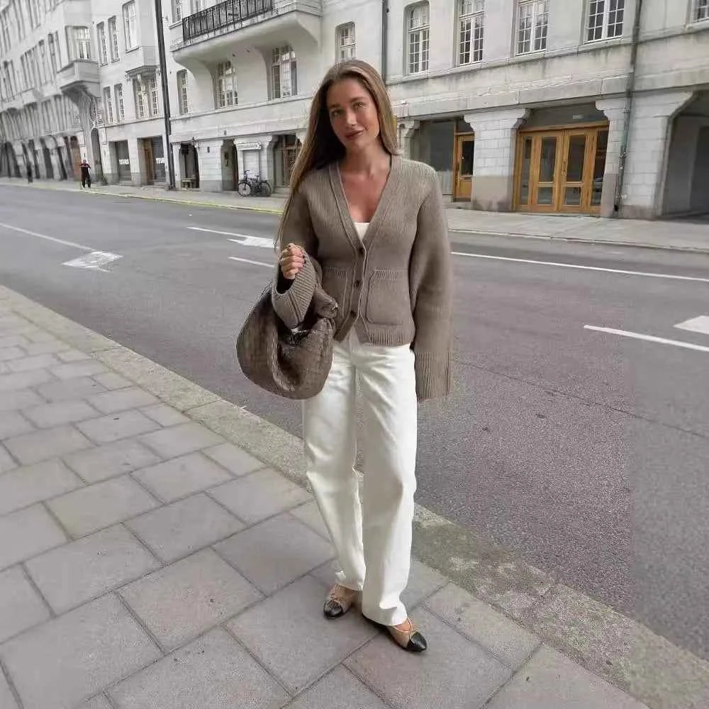 Women American Casual Stylish V-Neck Cardigan