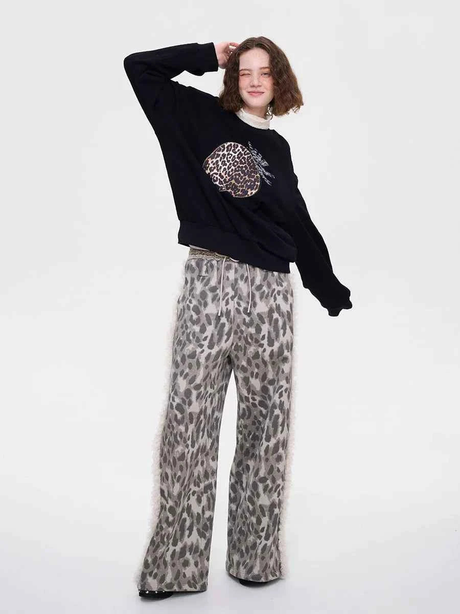 Leopard Print Faux Fur Sweatpant