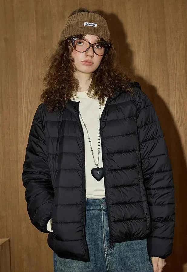 Ultra Warm Reversible Down Hooded Puffer Jacket