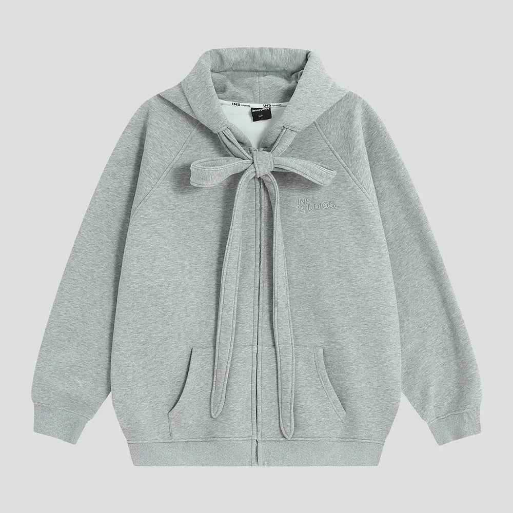 Casual Strap Design Velvet Hooded Sweatshirt