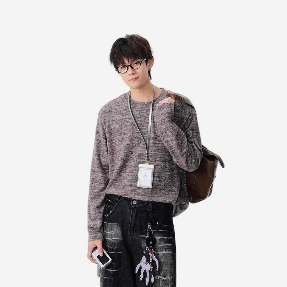 Cozy Knit Crew Neck Long Sleeve T-Shirt