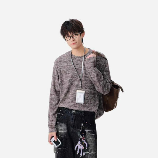 Cozy Knit Crew Neck Long Sleeve T-Shirt