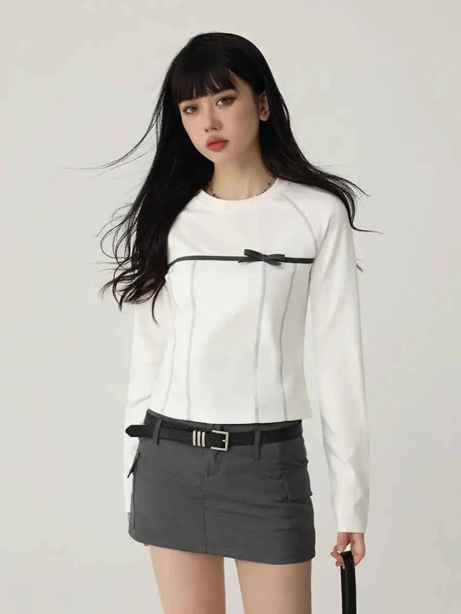 Retro American Bow Long Sleeve T-Shirt
