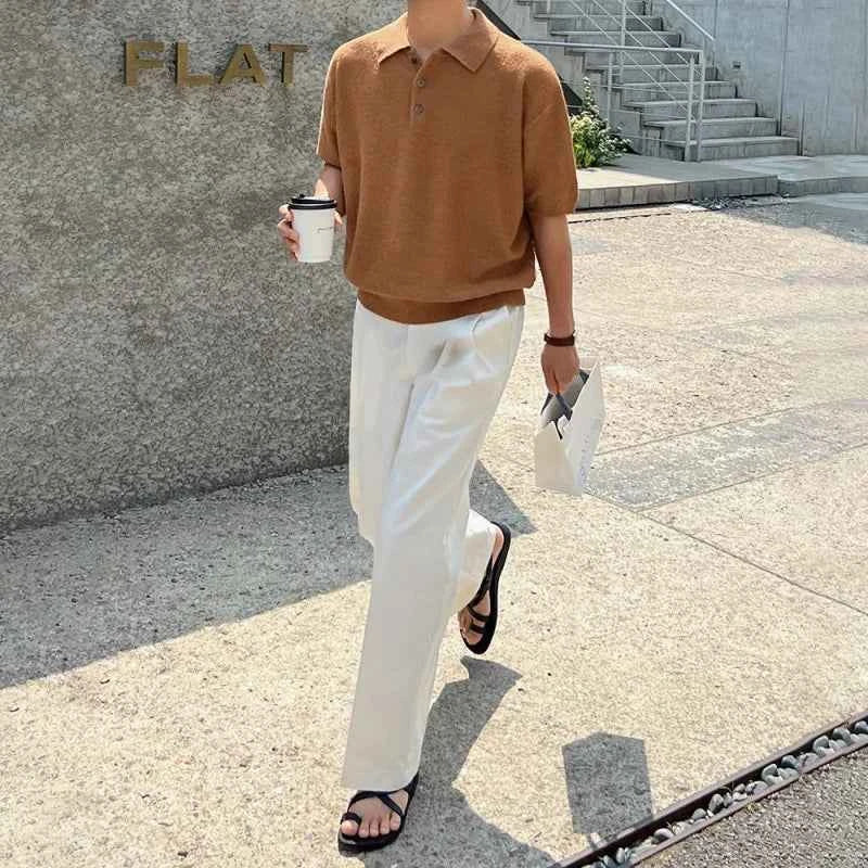 Classic Comfort Vintage Knitted Polo Casual T-Shirt
