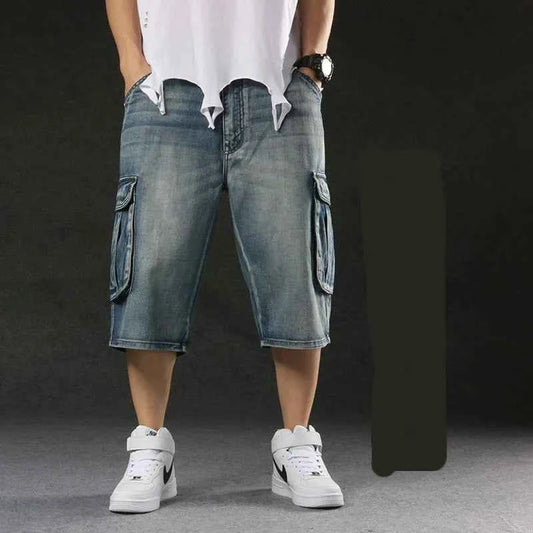 Stylish Loose Baggy Cargo Denim Short